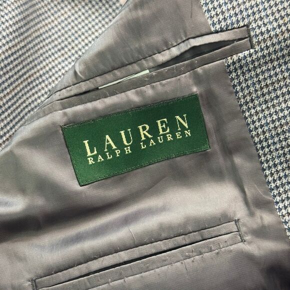 Lauren Ralph Lauren Blazer Sport Coat Mens 46R Gray Silk Wool Jacket - Picture 8 of 9